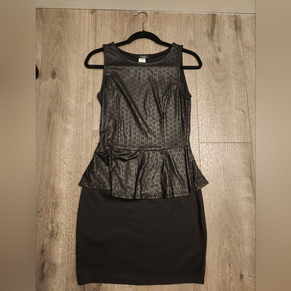Vintage Deb Black Peplum Made in USA Dress Size Small